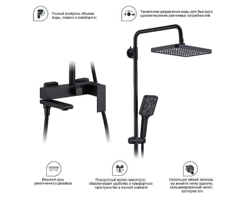 Душевая система Splenka S224.24.06 Черная матовая