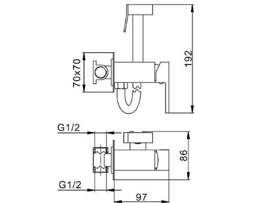 Гигиенический душ со смесителем Splenka S98.52.06 Черный матовый