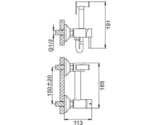 Гигиенический душ со смесителем Splenka S99.51.07 Серый матовый