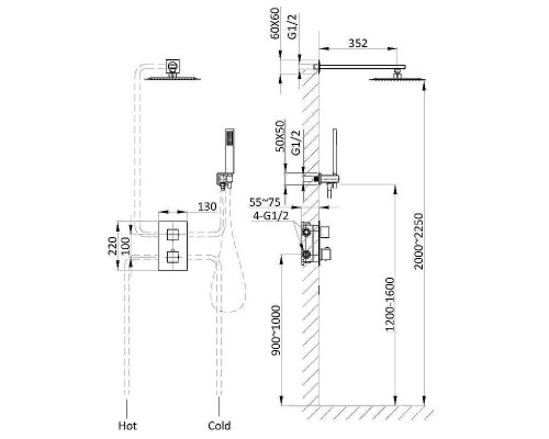 Душевая система Vincea VSFW-102TCH с термостатом Хром