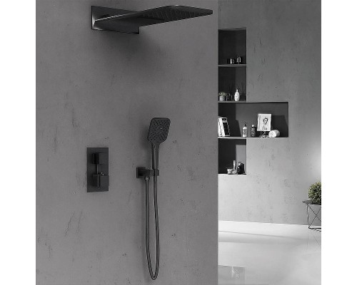 Душевая система Vincea VSFW-103TMB с термостатом Черная матовая