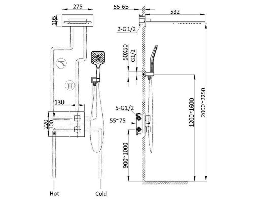 Душевая система Vincea VSFW-103TMB с термостатом Черная матовая