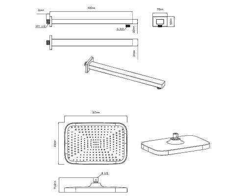 Верхний душ Vincea VSHD-41CMB Черный матовый