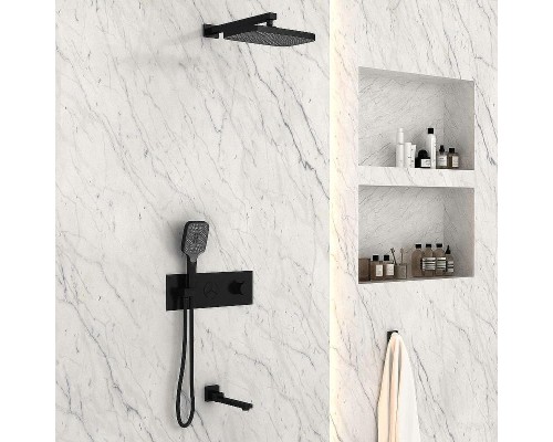Душевая система Vincea VSFW-432T1MB с термостатом Черная матовая