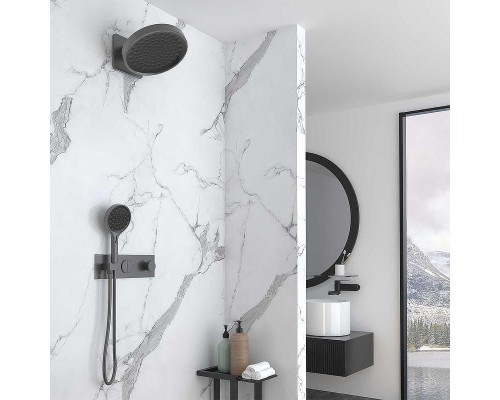 Душевая система Vincea VSFW-422TI3GM с термостатом Вороненая сталь