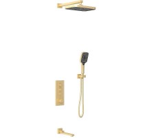 Душевая система Vincea VSFW-433T1BG с термостатом Брашированное золото