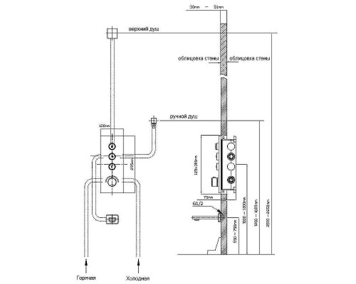 Душевая система Vincea VSFW-433T1BG с термостатом Брашированное золото