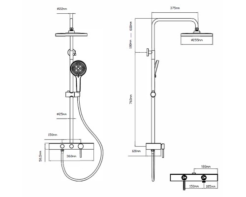 Душевая система Vincea VSFS-402GM цвет Вороненая сталь