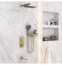 Душевая система Vincea VSFW-431T1RBG с термостатом цвет Брашированное золото