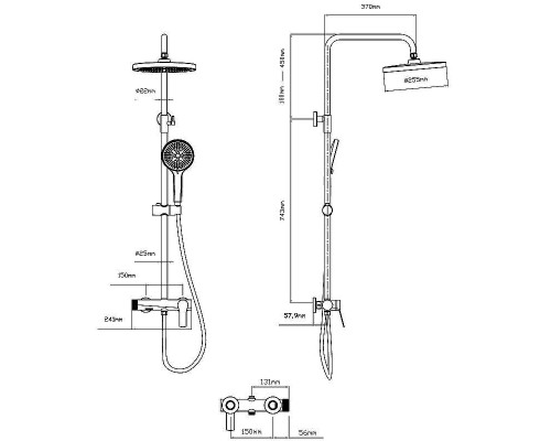 Душевая система Vincea Arco VSFS-4AR1MB Черная матовая