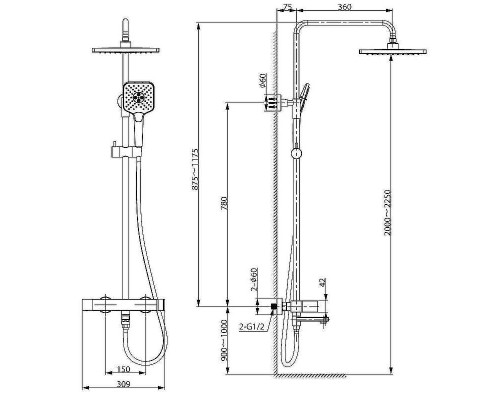 Душевая система Vincea Cube VSFS-1C1CH Хром