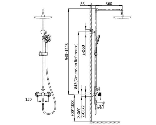 Душевая система Vincea Desire VSFS-1D1MB Черная матовая