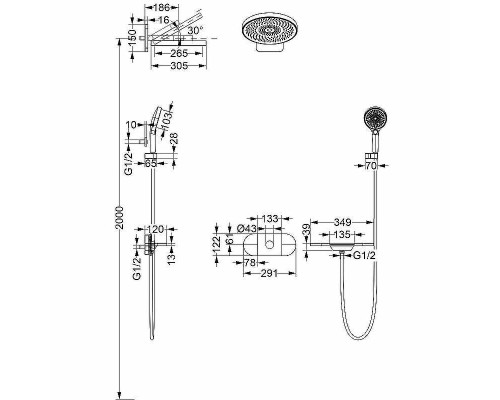 Душевая система Vincea Futura VSFW-2F12TGM с термостатом Вороненая сталь