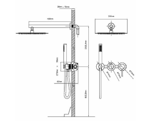 Душевая система Vincea Groove VSFW-4G01MB Черная матовая