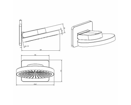 Верхний душ Vincea Inspire VSHD-3I1CGM Вороненая сталь