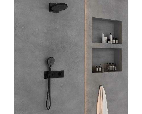 Душевая система Vincea Inspire VSFW-422TI1MB с термостатом Черная матовая