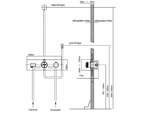 Душевая система Vincea Inspire VSFW-422TI1MB с термостатом Черная матовая