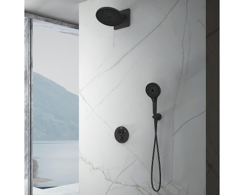 Душевая система Vincea Inspire VSFW-3I22MT5MB с термостатом Черная матовая