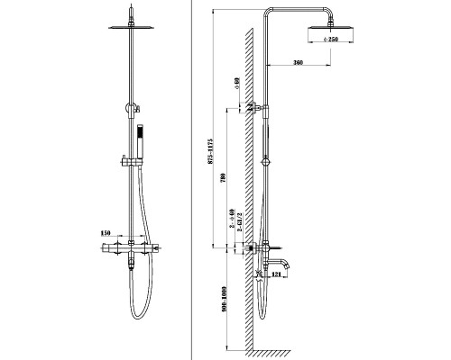 Душевая система Vincea Villa VSFS-1VL1MB цвет Черный матовый