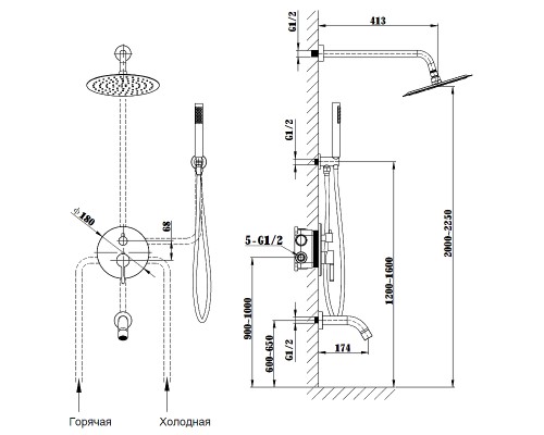 Душевая система Vincea Villa VSFW-1VL3BN цвет Брашированный никель