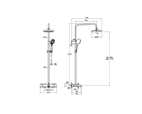Душевая система Vitra Base Round A4730336EXP с термостатом цвет Черный матовый