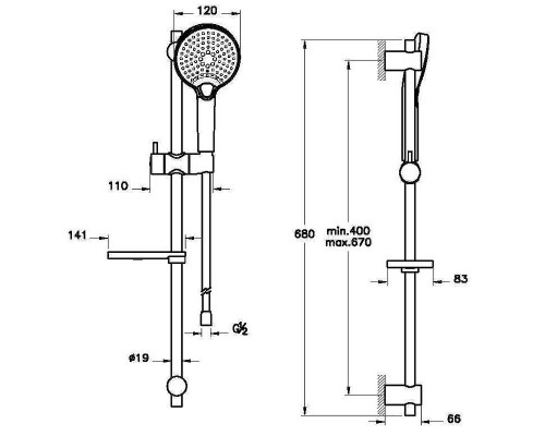 Душевой гарнитур Vitra Bliss A4574334EXP Никель брашированный