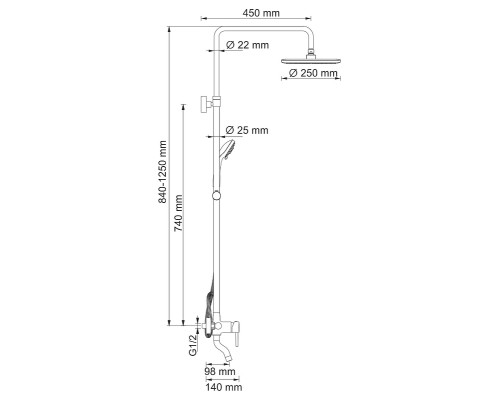 Душевая система WasserKRAFT A14401 Хром