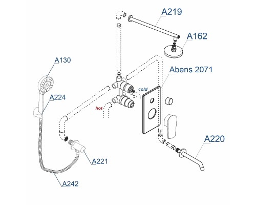 Душевая система WasserKRAFT Abens A172071 Черная матовая