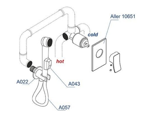 Гигиенический душ со смесителем WasserKRAFT Aller A010657 Хром