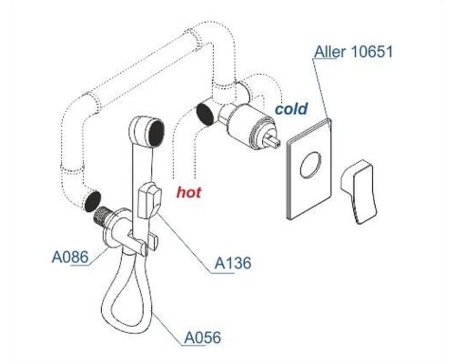 Гигиенический душ со смесителем WasserKRAFT Aller A106156 Хром