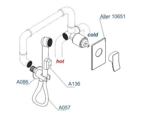 Гигиенический душ со смесителем WasserKRAFT Aller A106157 Хром