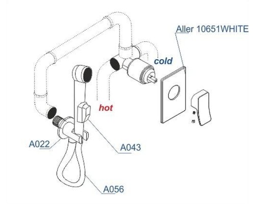 Гигиенический душ со смесителем WasserKRAFT Aller A010656WHITE Хром Белый