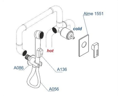 Гигиенический душ со смесителем WasserKRAFT Alme A15156 Хром