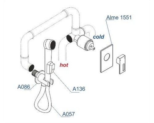 Гигиенический душ со смесителем WasserKRAFT Alme A15157 Хром