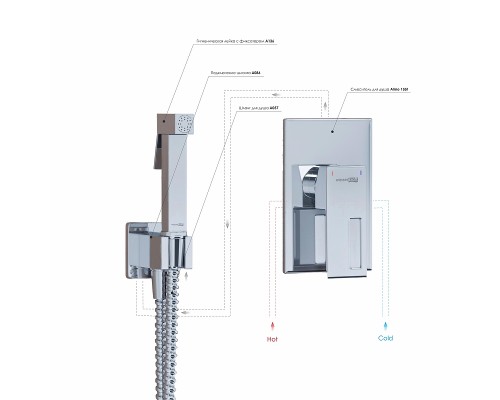Гигиенический душ со смесителем WasserKRAFT Alme A15157 Хром