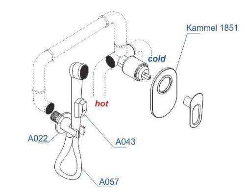 Гигиенический душ со смесителем WasserKRAFT Kammel A111857 Хром