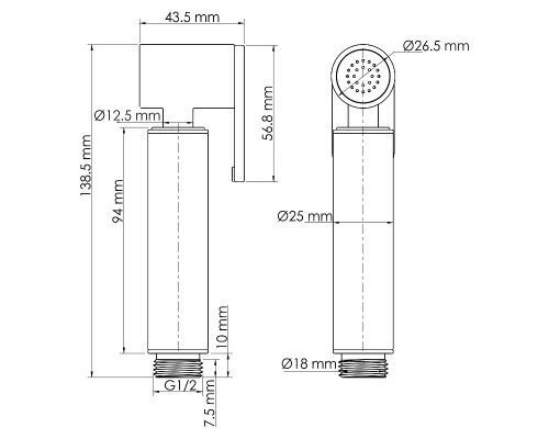 Гигиенический душ WasserKRAFT Mindel A232 Белый матовый