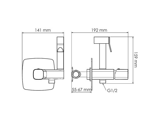 Гигиенический душ со смесителем WasserKRAFT Nuthe 9138 Черный матовый
