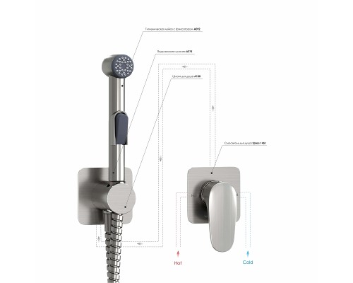 Гигиенический душ со смесителем WasserKRAFT Spree A1451.275.100.092 Никель