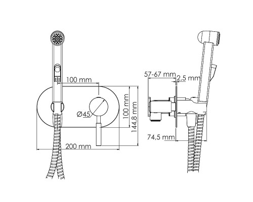 Гигиенический душ со смесителем WasserKRAFT Wern 4238 Никель