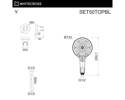 Душевой гарнитур Whitecross Y black SET50TOPBL цвет Черный матовый