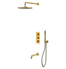 Душевая система Whitecross Y brushed gold YSET11GLB с термостатом Брашированное золото