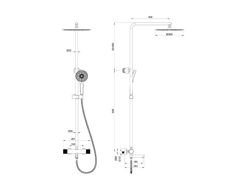 Душевая система Wonzon & Woghand WW-88739902-BGM с термостатом цвет Темный графит