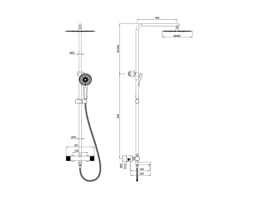 Душевая система Wonzon & Woghand WW-88739902-MB с термостатом цвет Черный матовый
