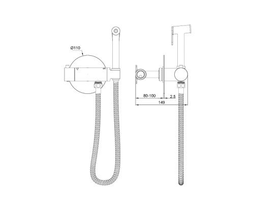 Гигиенический душ со смесителем Wonzon & Woghand WW-88819902-BGM цвет Темный графит