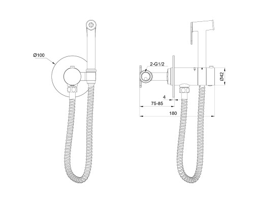 Гигиенический душ со смесителем Wonzon & Woghand WW-88829909-MB цвет Черный матовый