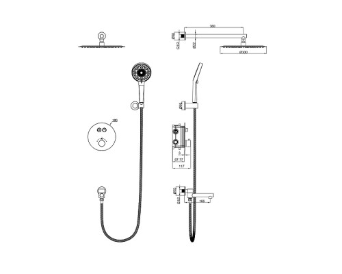 Душевая система Wonzon & Woghand WW-88929010-MB с термостатом цвет Черный матовый