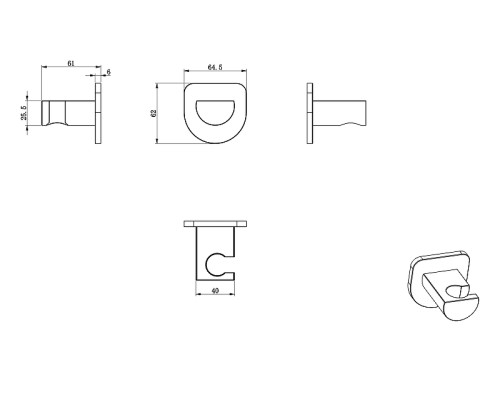 Держатель ручного душа Wonzon & Woghand WW-994216-CR цвет Хром