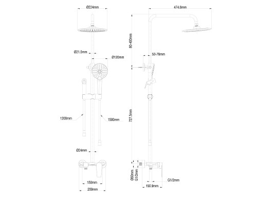 Душевая система Wonzon & Woghand WW-A30874-BG цвет Брашированное золото