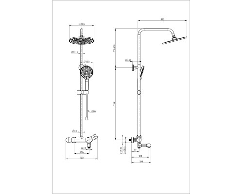 Душевая система Wonzon & Woghand WW-B3057-A-MB с термостатом цвет Черный матовый